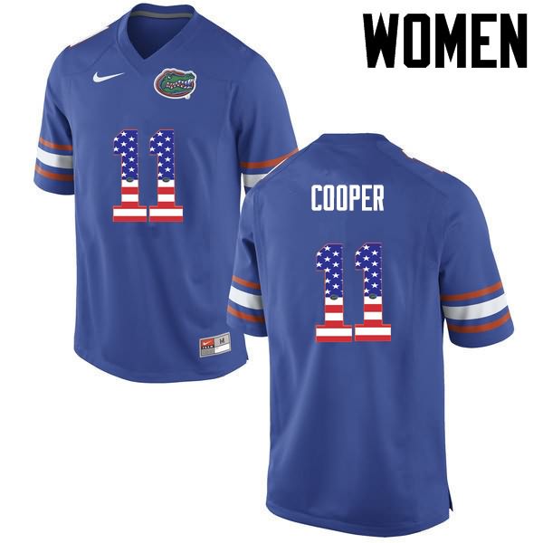 NCAA Florida Gators Riley Cooper Women's #11 USA Flag Fashion Nike Blue Stitched Authentic College Football Jersey XXJ3264GE